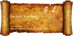 Geist Loránd névjegykártya